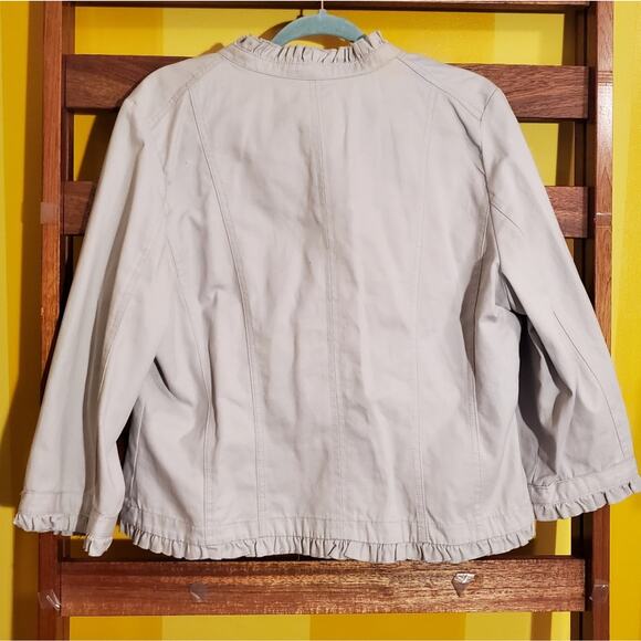 Sandro Grey Ruffle Jacket, Sz XL - Picture 8 of 9